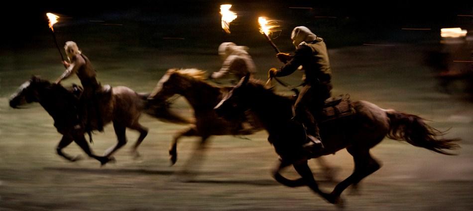 A scene from Columbia Pictures' "Django Unchained," starring Jamie Foxx and Christoph Waltz.