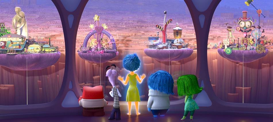 INSIDE OUT – Anger, Fear, Joy, Sadness and Disgust look out upon Riley's Islands of Personality. ©2015 Disney•Pixar. All Rights Reserved.