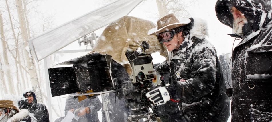Director Quentin Tarantino on the set of THE HATEFUL EIGHT